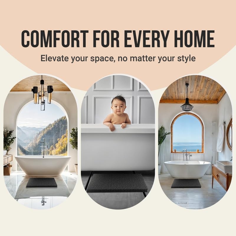 ITSOFT Plush Bathroom Rug 47x21, Absorbent Machine Washable Non Slip Chenille Bath Mats, Quick Dry Bathmat, Bath Rugs for Bath, Shower, Bedroom, or Door Mat, Lavender - Image 4